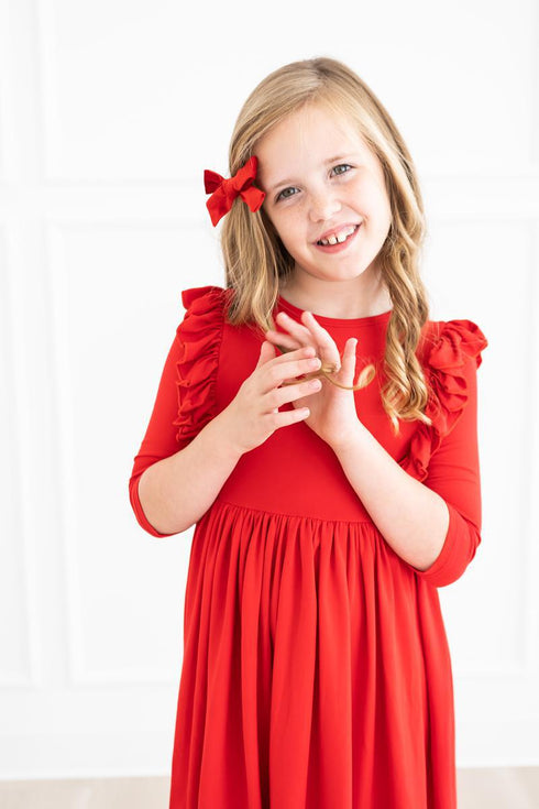 red-3-4-ruffle-twirl-dress Mila & Rose - Sophia's Style-3