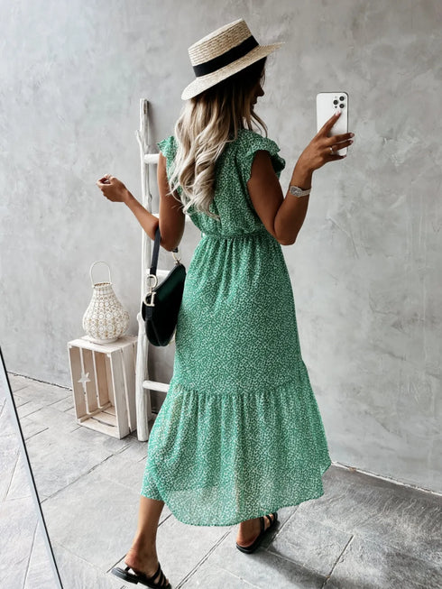 ruffled-surplice-printed-cap-sleeve-dress OhSoStyled at Sophia's Style-8