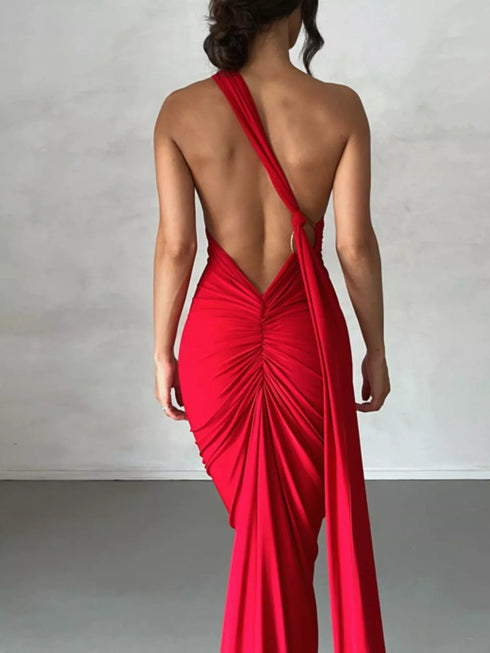backless-one-shoulder-ruched-bodycon-maxi-dress-OhSoStyled-Sophia's-Style-14