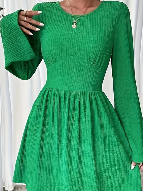 round-neck-flare-sleeve-mini-dress-Sophia's Style-4