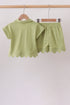 Sage scalloped zipper shorts set