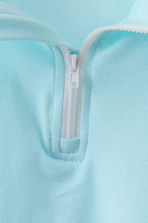 Light blue scalloped zipper shorts set