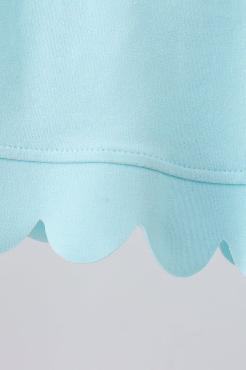Light blue scalloped zipper shorts set