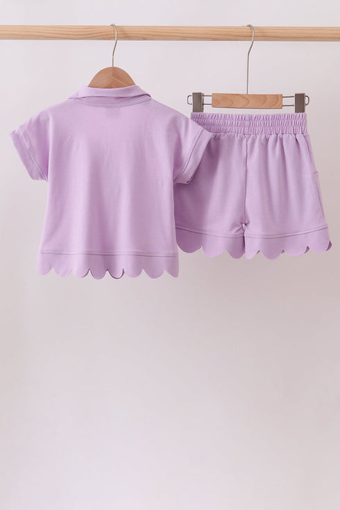 Lavender Scalloped Polo Set