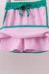 Pink color block Ringer Skorts Set
