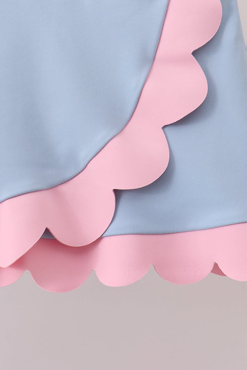 Blue Performance Scalloped Skorts Set