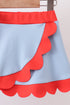 Blue scalloped active skorts set