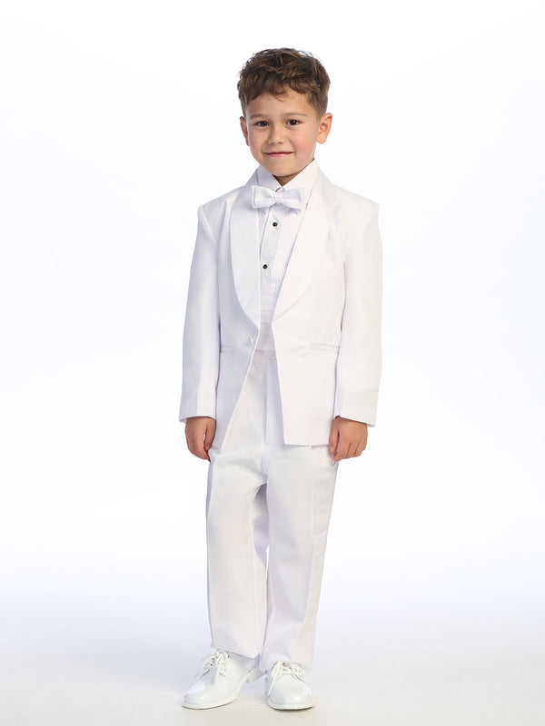 Little Boys Ivory No Tail Round Shawl Collar Elegant 5 Pc Tuxedo Suit 2T-7