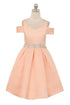 Vestido de Navidad con lazo de diamantes de imitación y hombros descubiertos multicolor para niñas de Crayon 2T-14