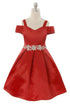 Vestido de Navidad con lazo de diamantes de imitación y hombros descubiertos multicolor para niñas de Crayon 2T-14