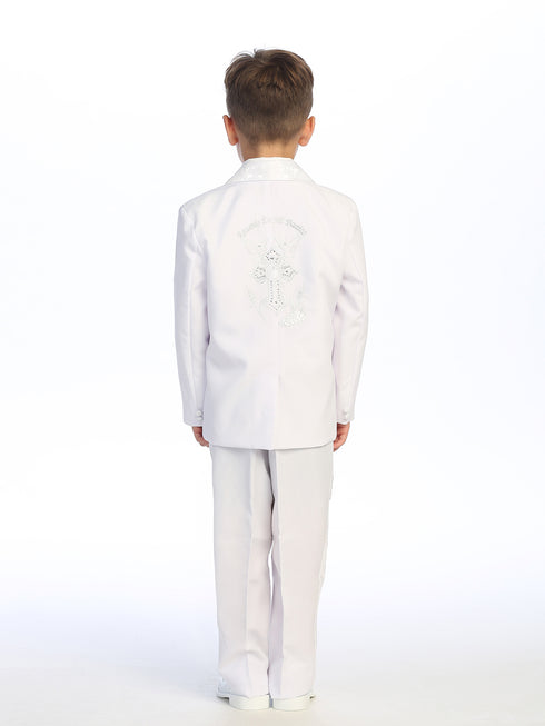 Boys White CROSS Embroidered Christening Baptism Suit 2T-12