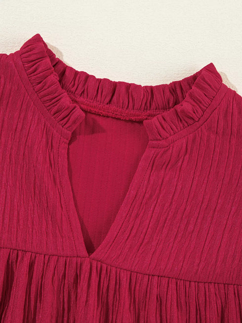 textured-ruffled-trim-loose-fit-mini-dress-OhSoStyled-Sophia's-Style-9