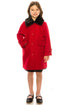 Girls Red Single Breasted Faux Fur Collar Winter Coat 2-16 - SophiasStyle.com