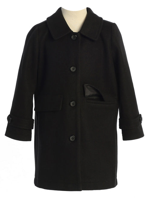 Girls Red Single Breasted Faux Fur Collar Winter Coat 2-16 - SophiasStyle.com