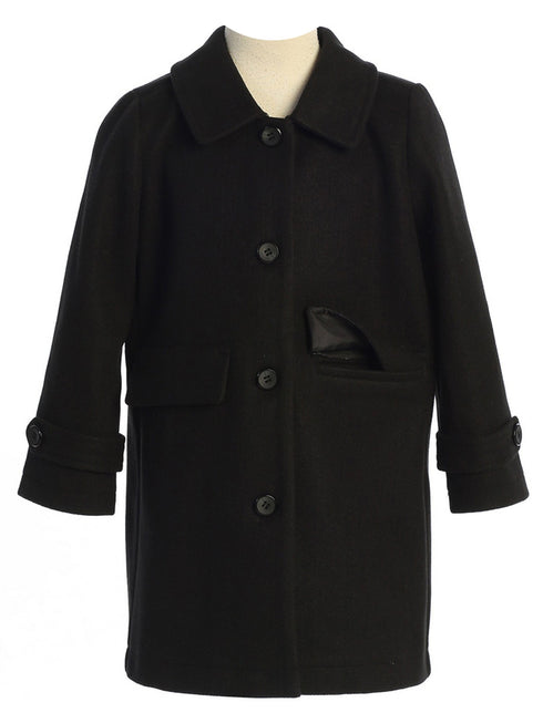 Girls Red Single Breasted Faux Fur Collar Winter Coat 2-16 - SophiasStyle.com