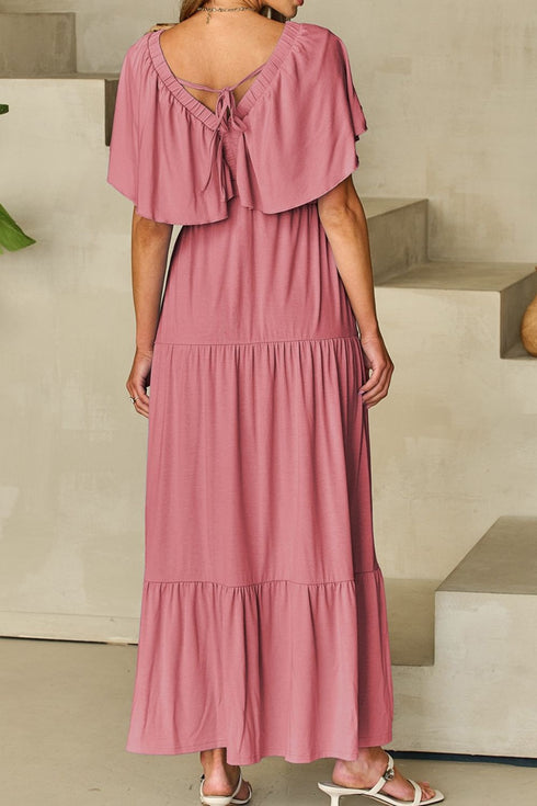 ruffled-v-neck-flutter-sleeve-maxi-dress OhSoStyled - Sophia's Style-7
