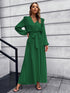 pleated-surplice-tie-waist-maxi-dress Sophia's Trends - Sophia's Style-Dark Green-S