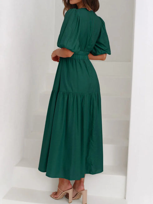 v-neck-puff-sleeve-midi-dress OhSoStyled at Sophia's Style-23