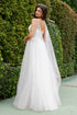 Womens Elegant Ivory A-Line Wedding Dress with Corset Bodice and Slit – Bridal Gown with Tulle Skirt, Sizes S-4XL