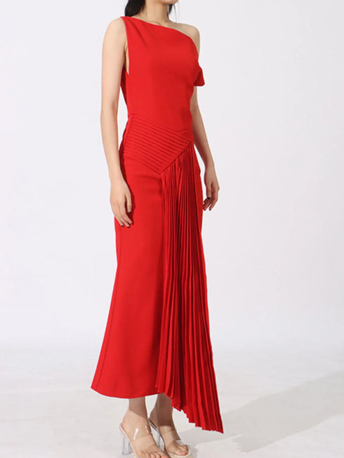 single-shoulder-pleated-dress-Sophia's Style-2