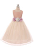 Big Girls Vintage Rose Satin Tulle Junior Bridesmaid Dress 8-12 - SophiasStyle.com