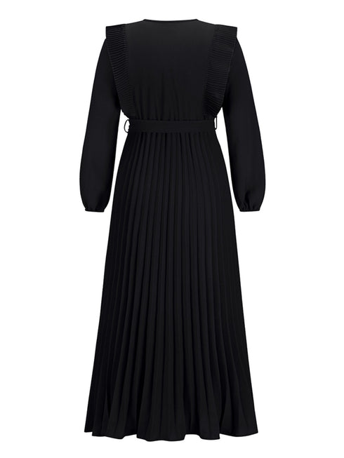 pleated-surplice-tie-waist-maxi-dress Sophia's Trends - Sophia's Style-Dark Blue-L
