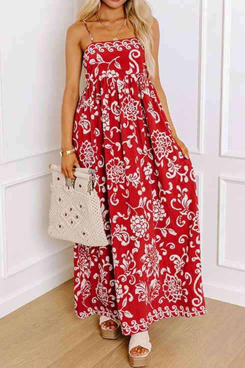 floral-printed-spaghetti-strap-empire-waist-maxi-dress-Sophia's Style-1