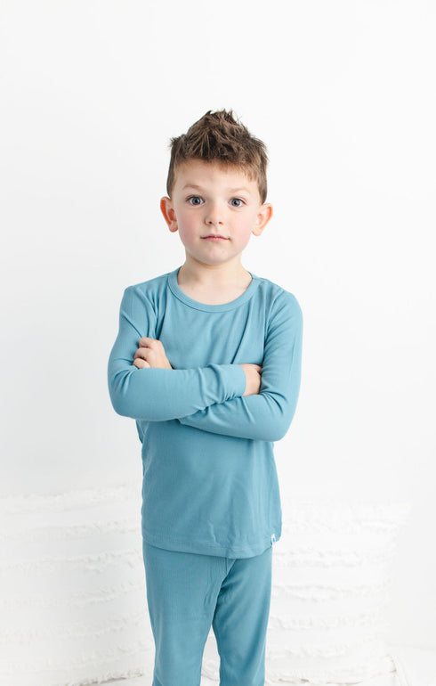 pacific-blue-ribbed-long-sleeve-pjs Big Dreams Little Jammie Session Sophia's Style-1