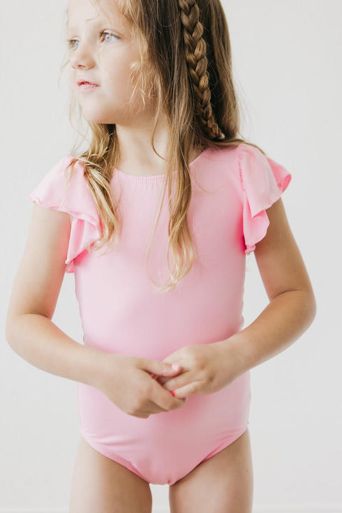 bubblegum-pink-s-s-flutter-sleeve-leotard Mila & Rose - Sophia's Style-Bubblegum Pink S/S Flutter Sleeve Leotard-6-12M--1
