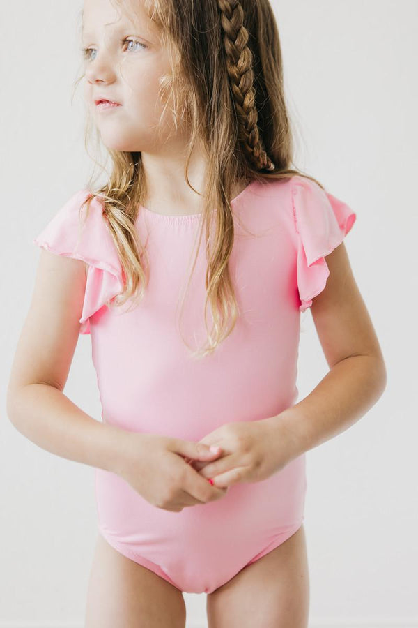bubblegum-pink-s-s-flutter-sleeve-leotard Mila & Rose - Sophia's Style-Bubblegum Pink S/S Flutter Sleeve Leotard-6-12M--1