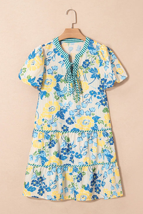 floral-striped-trim-puff-short-sleeve-dress OhSoStyled - Sophia's Style in Pastel Yellow-3