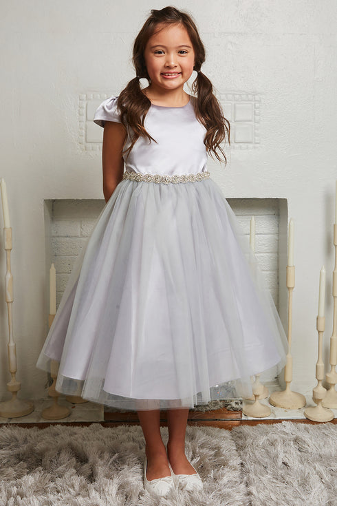 Big Girls Cap Sleeve Satin Tulle Plus Size Dress, Sizes 18.5-20.5