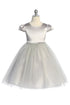 Big Girls Cap Sleeve Waistline Trim Satin Tulle Plus Size Dress 16.5-20.5