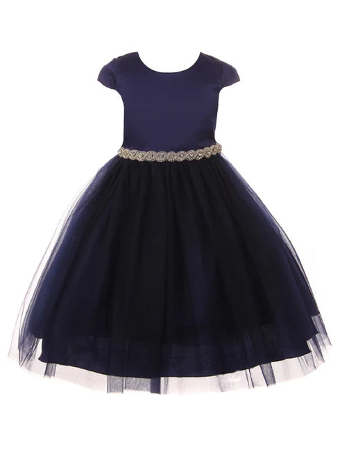 Big Girls Cap Sleeve Satin Tulle Plus Size Dress, Sizes 18.5-20.5