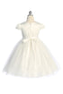 Girls Cap Sleeve Satin Tulle Junior Bridesmaid Dress 2-14