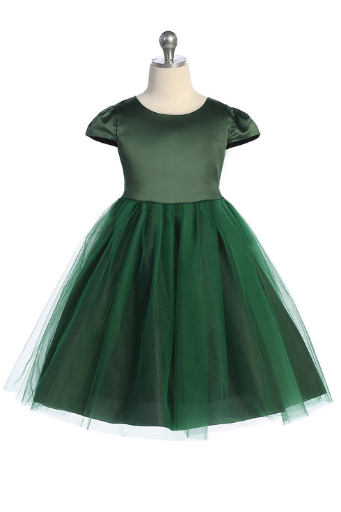 Big Girls Cap Sleeve Satin Tulle Plus Size Dress 16.5-20.5
