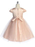 Girls Cap Sleeve Satin Tulle Junior Bridesmaid Dress 2-14