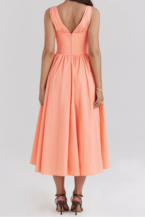 ruched-v-neck-sleeveless-dress-with-pockets OhSoStyled at Sophia's Style-21
