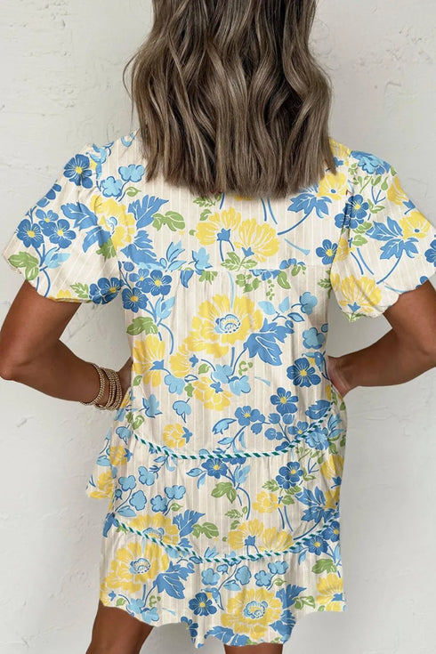 floral-striped-trim-puff-short-sleeve-dress OhSoStyled - Sophia's Style in Pastel Yellow-2