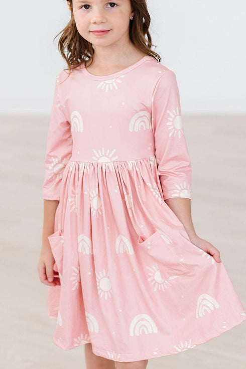 soft-pink-suns-3-4-sleeve-pocket-twirl-dress Mila & Rose - Sophia's Style--12-24M--2