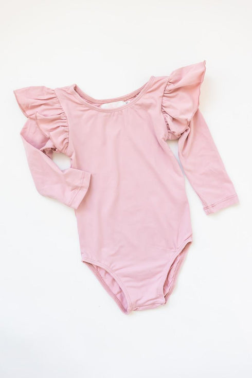 vintage-pink-l-s-flutter-sleeve-leotard Mila & Rose - Sophia's Style-Vintage Pink L/S Flutter Sleeve Leotard-6-12M--1