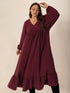 plus-size-ruffled-hem-v-neck-balloon-sleeve-dress OhSoStyled - Sophia's Style-4