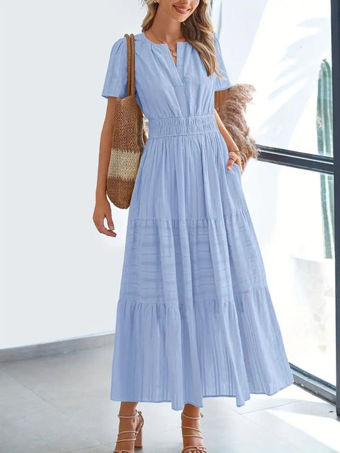 notched-short-sleeve-midi-dress-with-pockets OhSoStyled - Sophia's Style-26
