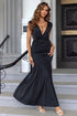 ruched-plunge-sleeveless-maxi-dress Sophia's Trends - Sophia's Style-Black-XS