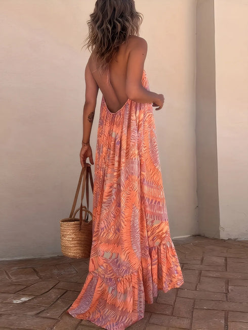 backless-printed-halter-neck-maxi-cami-dress OhSoStyled - Sophia's Style in Coral-3