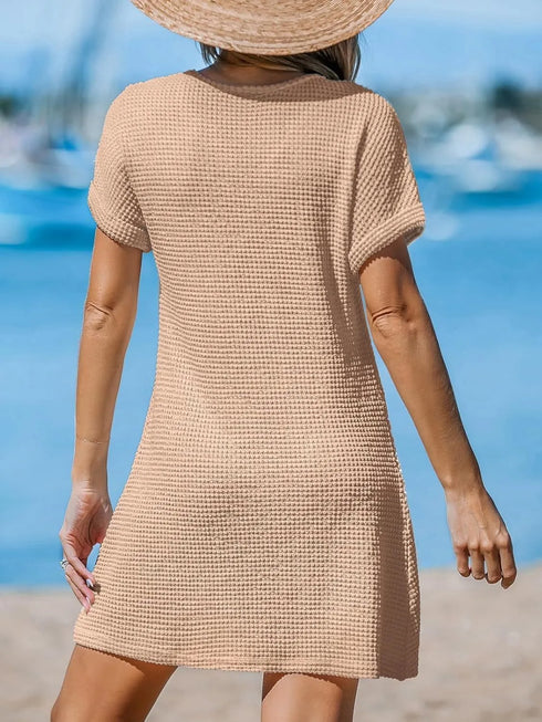 twisted-front-notched-short-sleeve-dress OhSoStyled at Sophia's Style-9