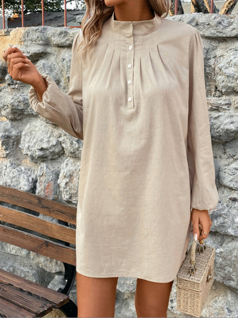 half-button-mock-neck-long-sleeve-mini-shirt-dress OhSoStyled - Sophia's Style-6