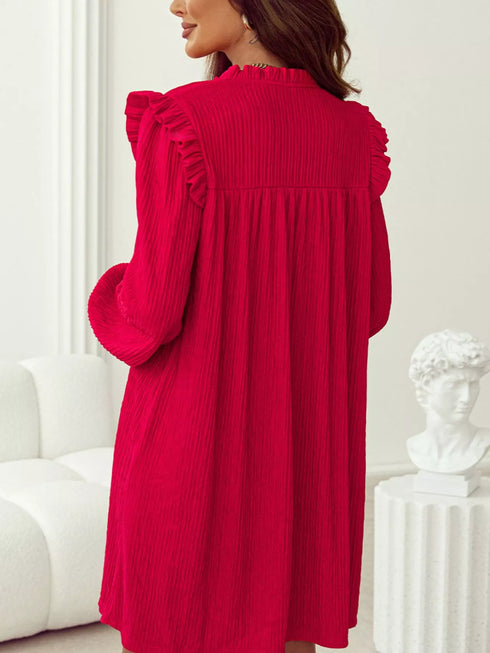 textured-ruffled-trim-loose-fit-mini-dress-OhSoStyled-Sophia's-Style-5