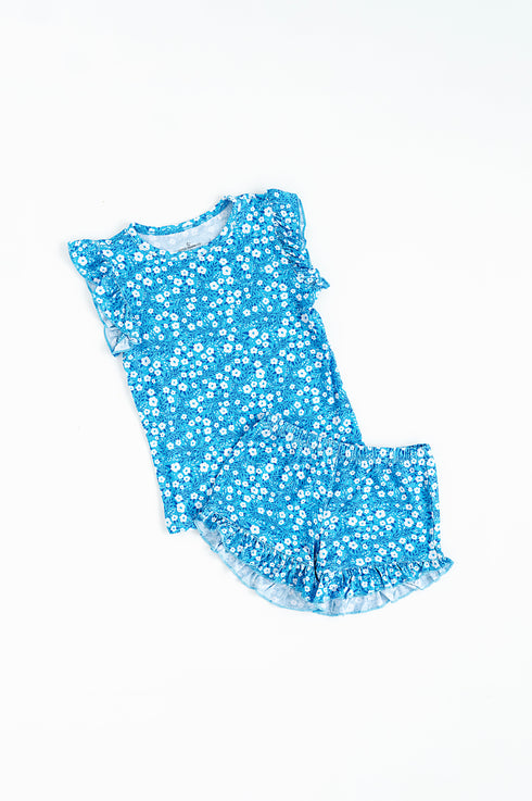 blue-base-flowers-ruffle-short-set-little-pajama-co - Sophia's Style Baby & Toddler Sleepwear-1
