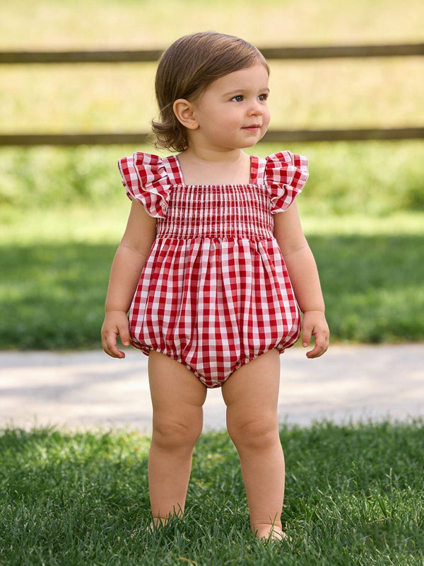 summer-plaid-smocked-ruffle-girl-romper-sibling-outfits-Sophia's StyleRomper-1